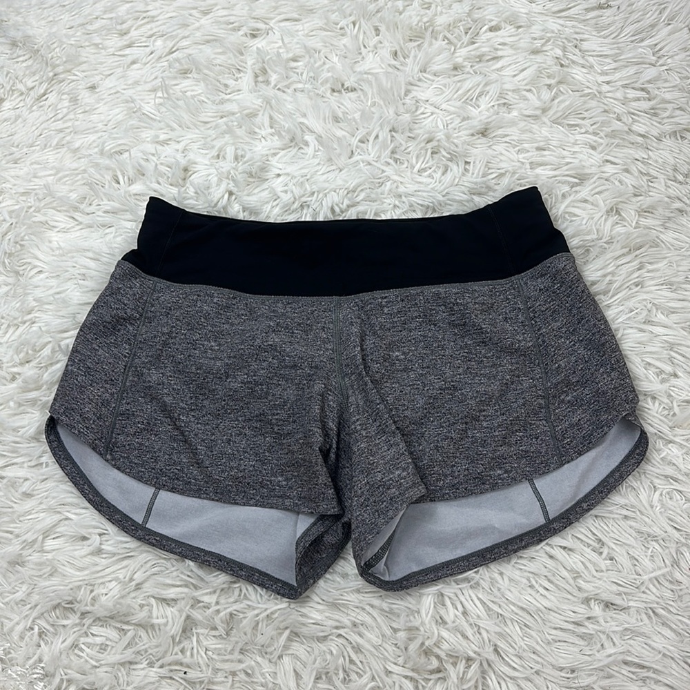Lululemon Speed Up Short *Long 4" Heather Lux Multi Black / Black